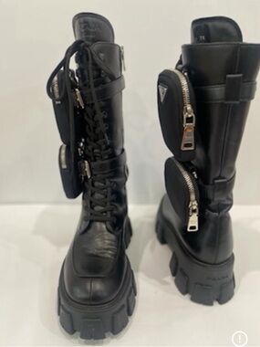 Authentic Prada knee high Monolith Combat Boots Size 8